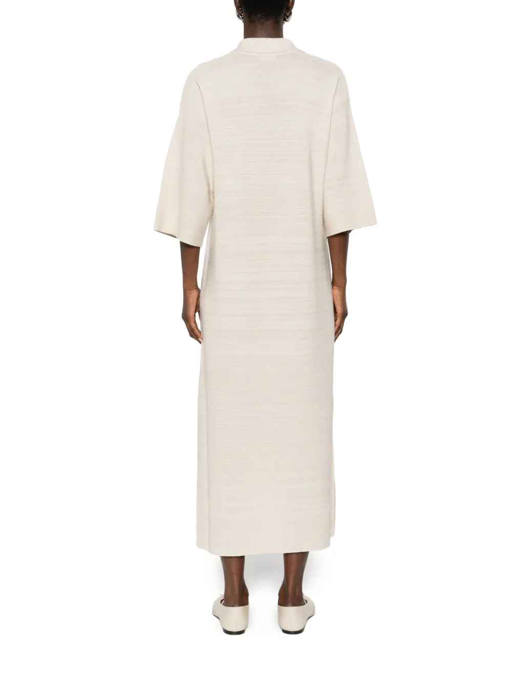 Fabiana Filippi Maxi-jurk met V-hals en zak Beige