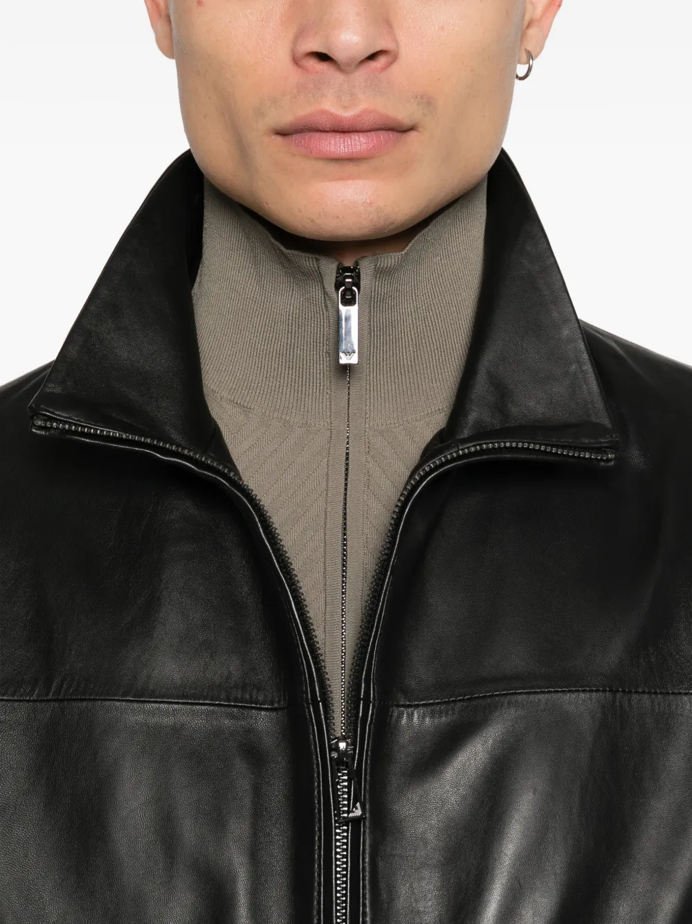 EMPORIO ARMANI レザージャケット 2007aw Emporio Armani レザー ボンバージャケット | ブラック | FARFETCH JP