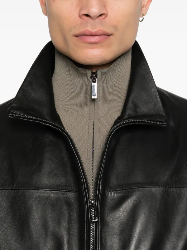 Emporio Armani レザー ボンバージャケット | ブラック | FARFETCH JP