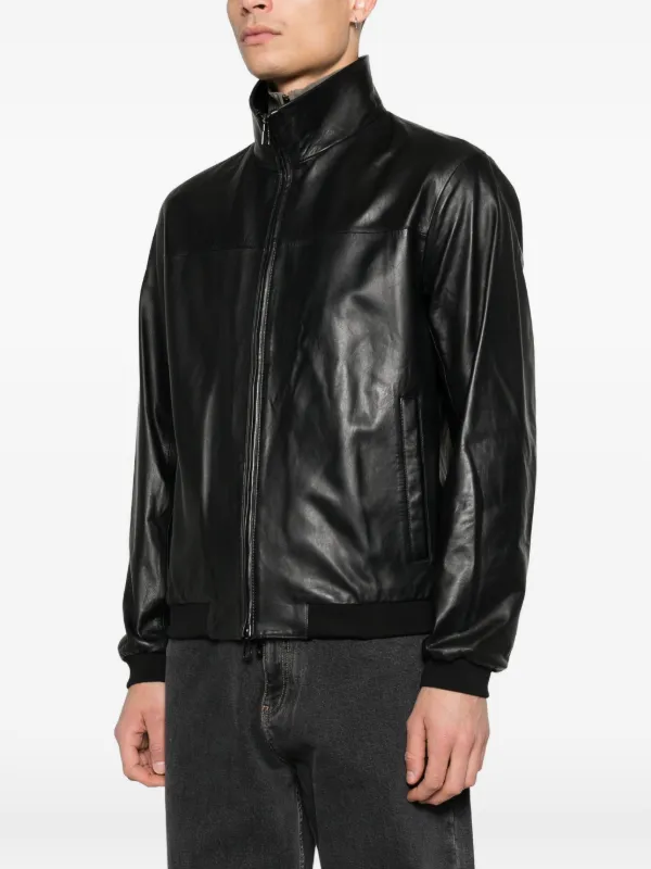 Emporio Armani Leather Bomber Jacket | Black | FARFETCH ID
