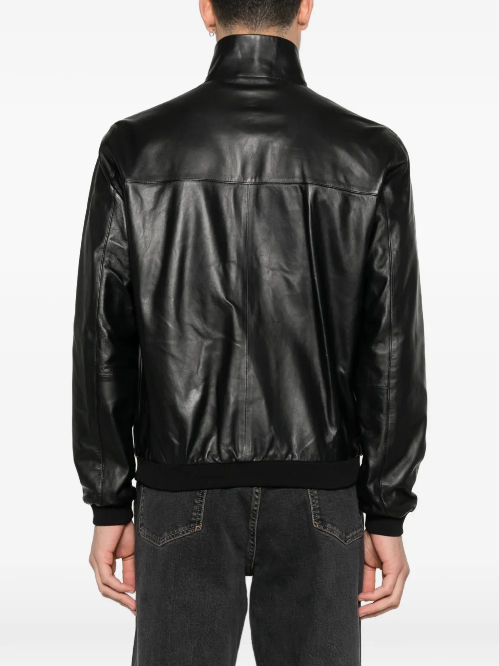 Emporio Armani レザー ボンバージャケット | ブラック | FARFETCH JP