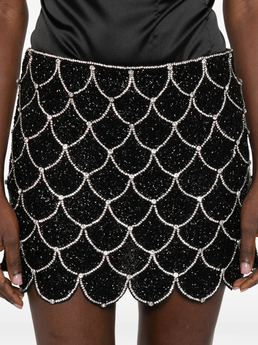 Beaded Scalloped Mini Skirt