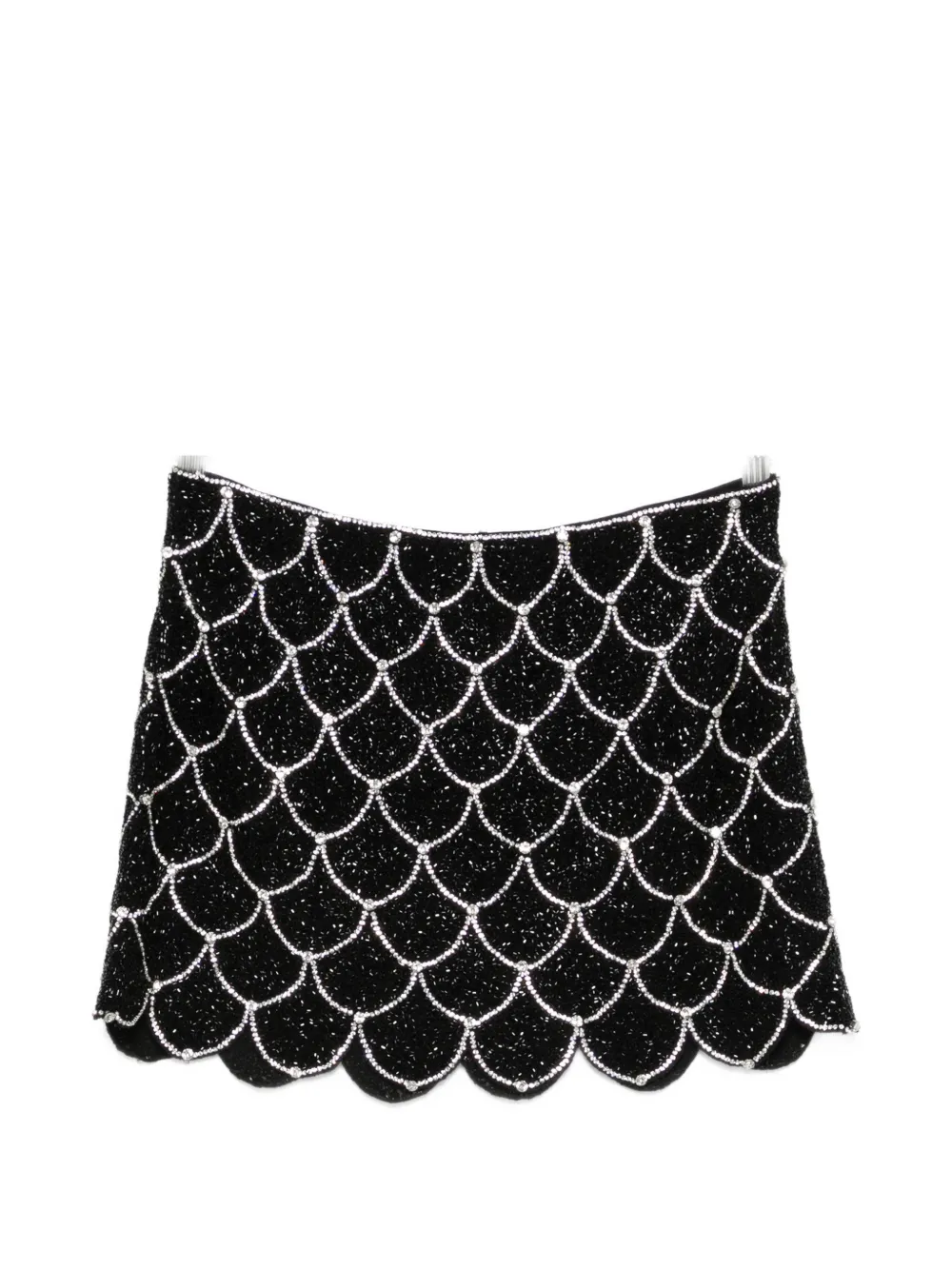 alice + olivia beaded scalloped mini skirt - Nero