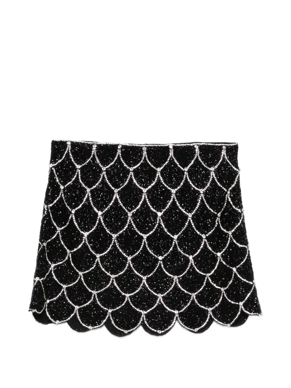 alice + olivia beaded scalloped mini skirt - Nero
