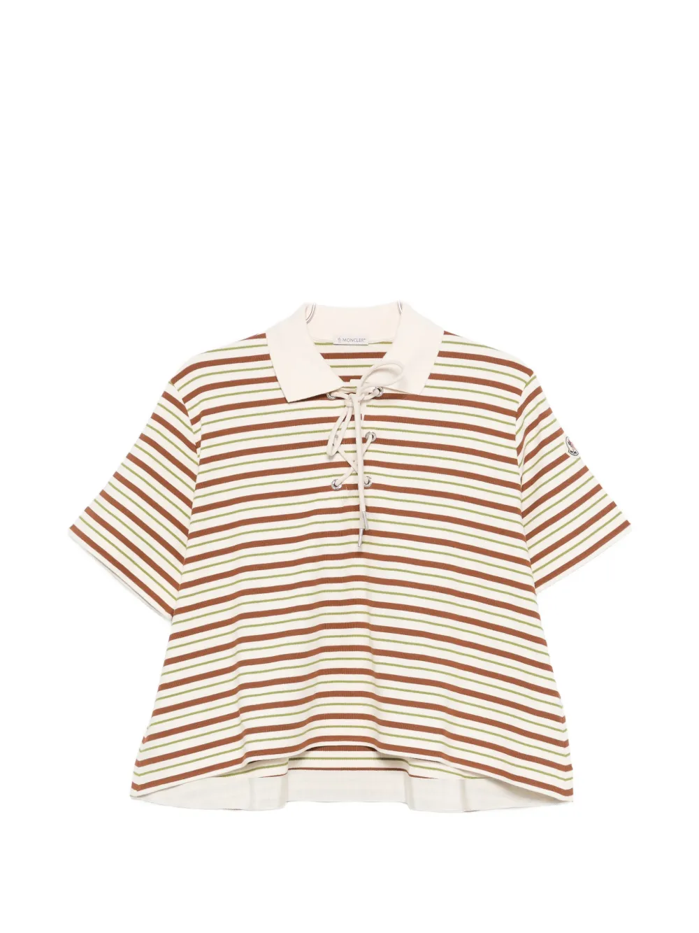 Moncler striped tie polo top - Toni neutri