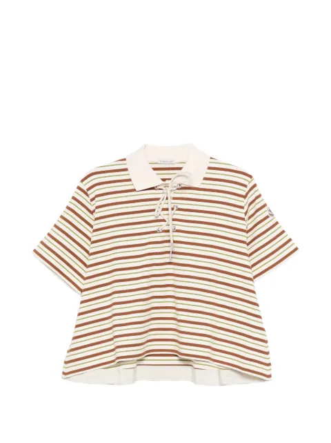 Moncler striped tie polo top