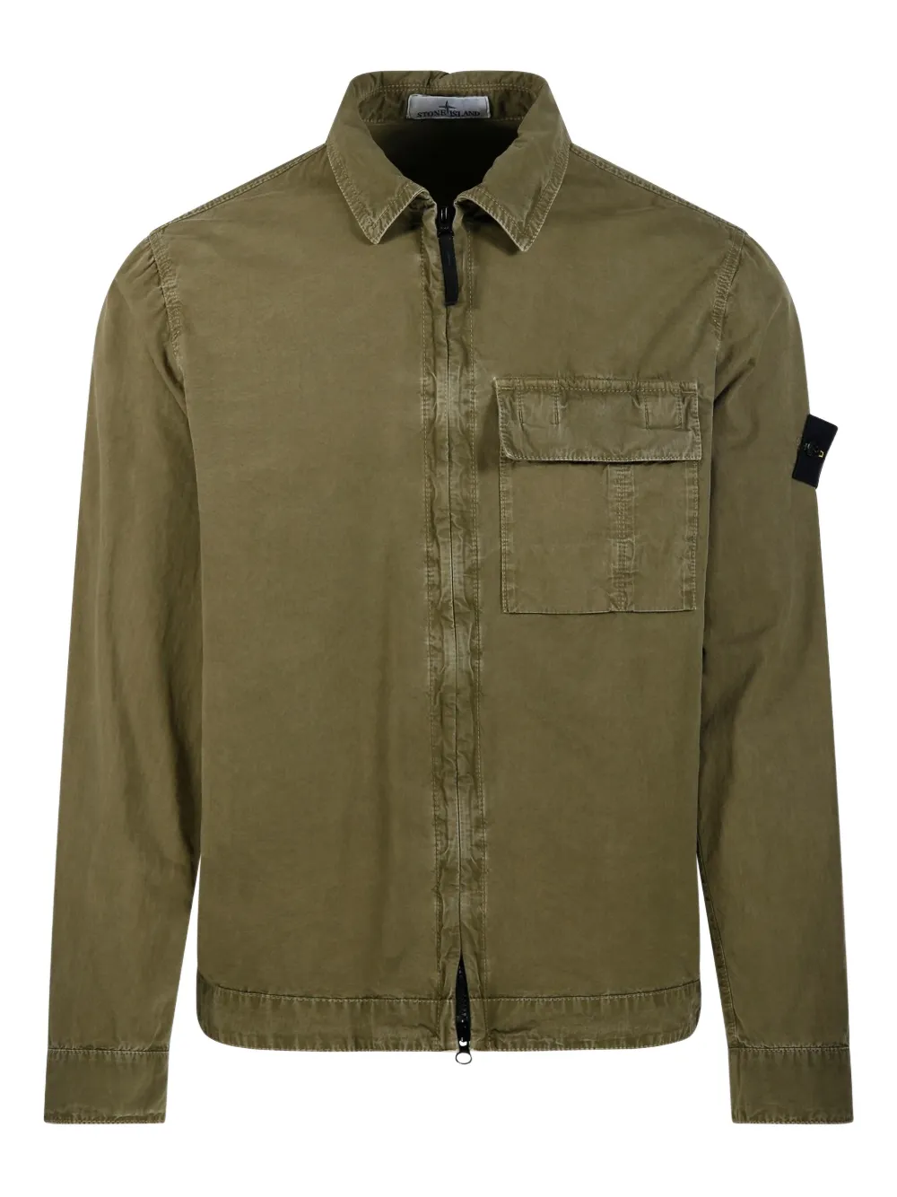 Stone Island zip logo-patch shirt jacket - Verde