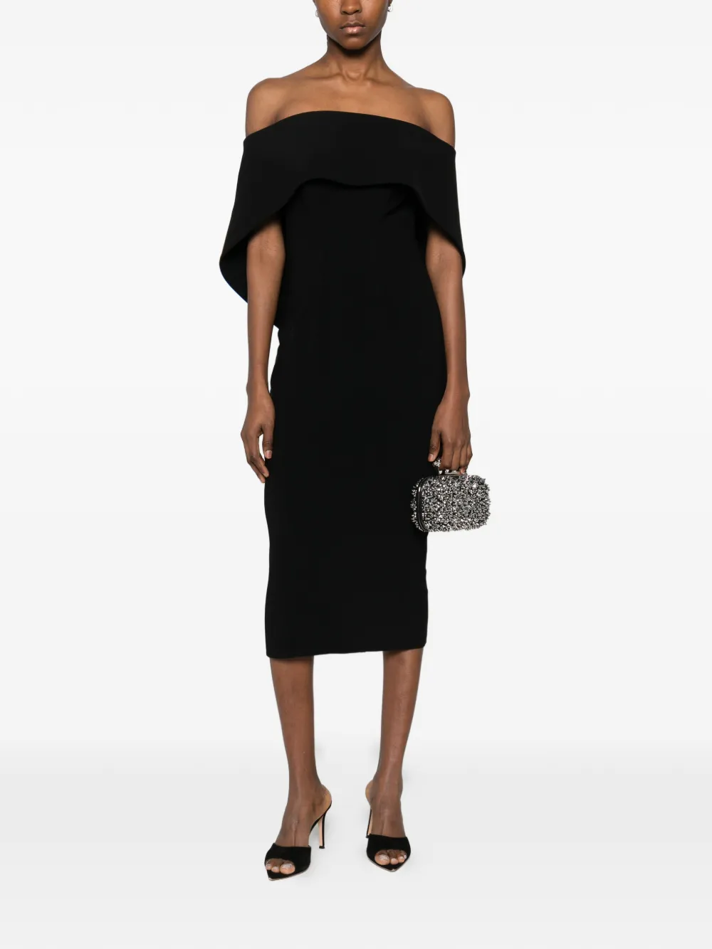 MITILIANE COUTURE Asymmetrische midi-jurk met buste Zwart