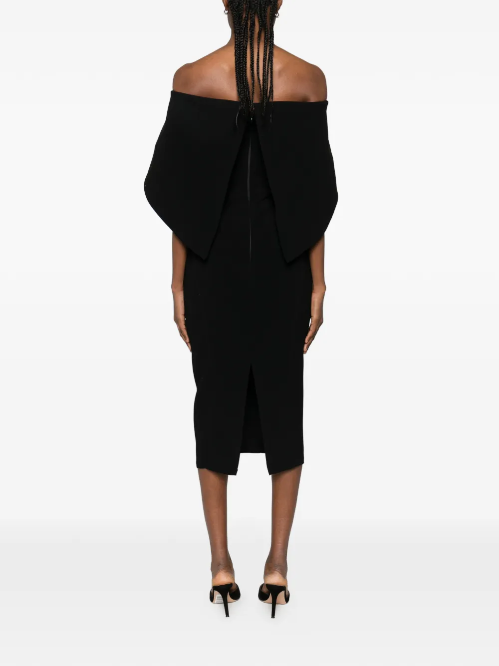 MITILIANE COUTURE Asymmetrische midi-jurk met buste Zwart