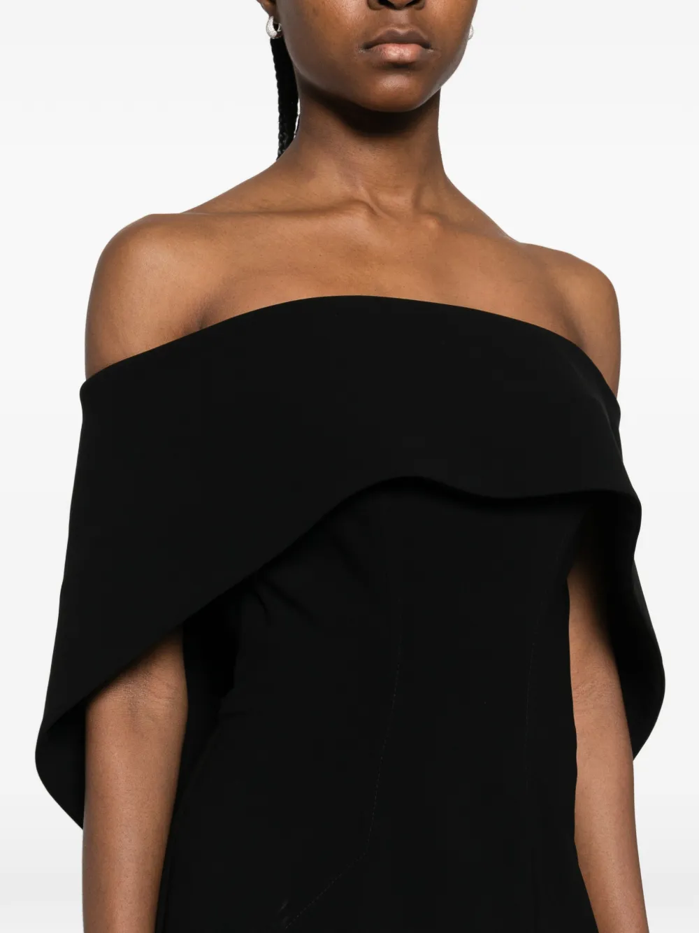 MITILIANE COUTURE Asymmetrische midi-jurk met buste Zwart