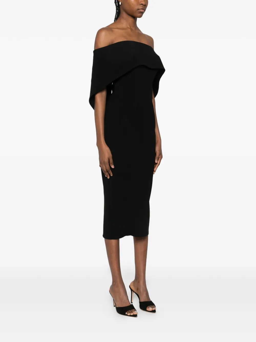 MITILIANE COUTURE Asymmetrische midi-jurk met buste Zwart