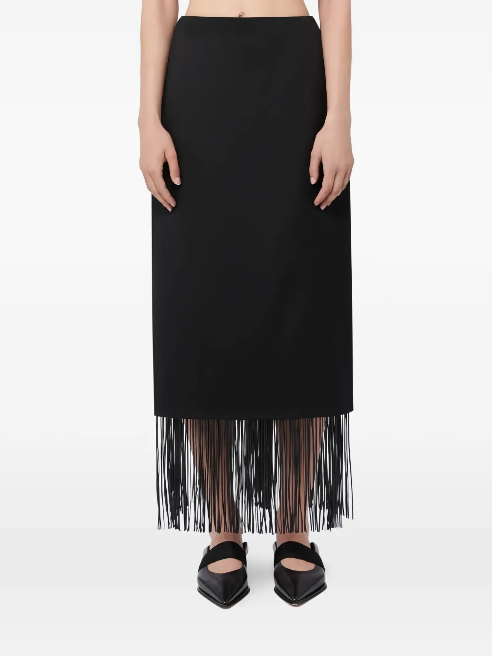 Hiberis Fringed Midi Skirt