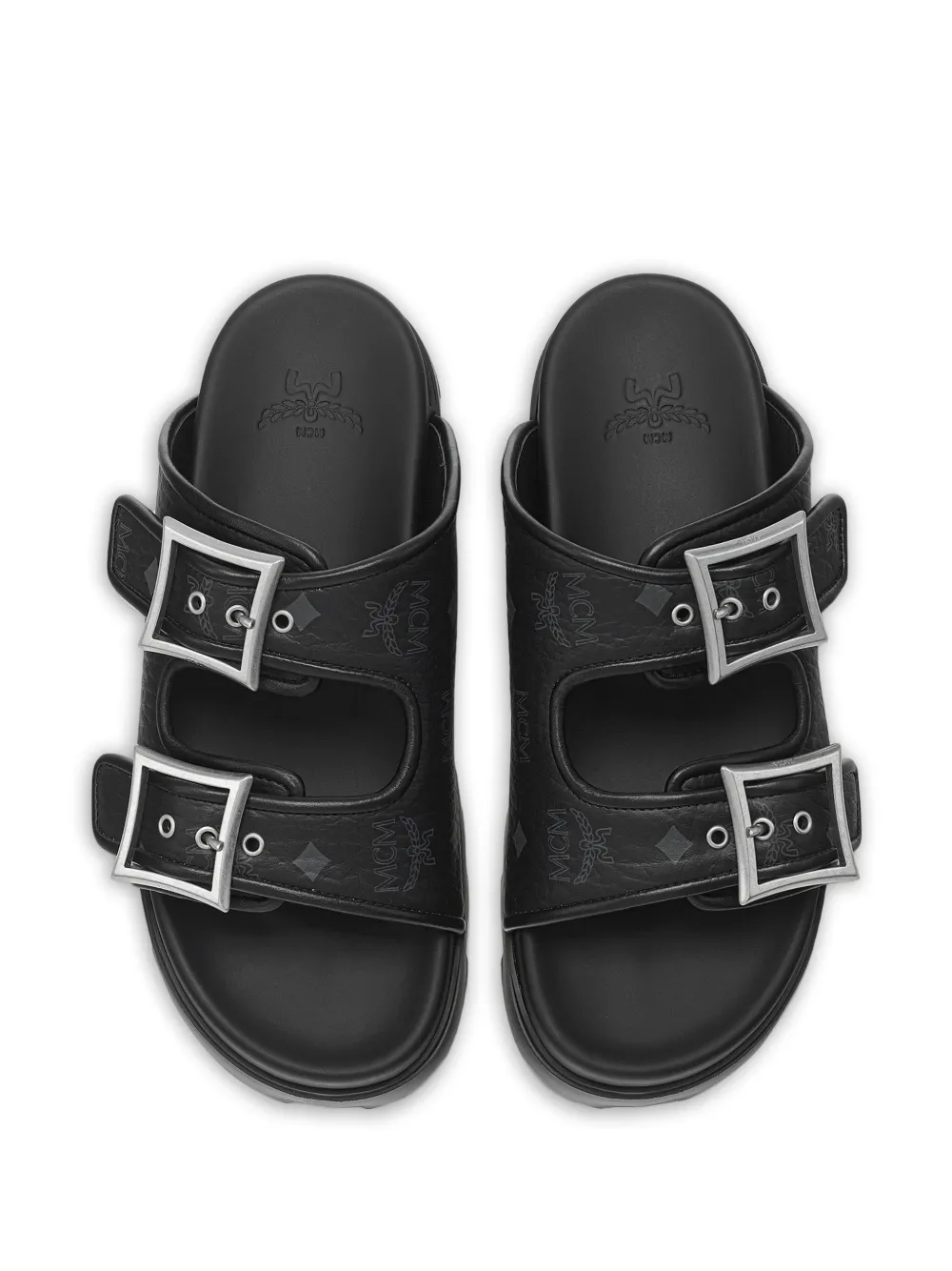  Mcm Buckle-detail Flat Sandals - Black 