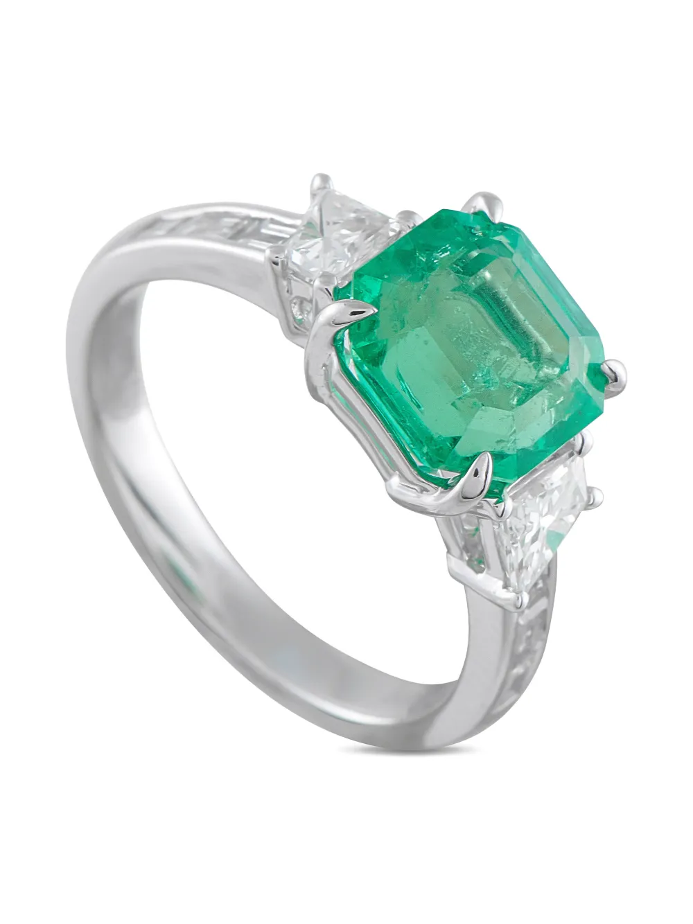 LB Exclusive platinum emerald and diamond ring - Argento
