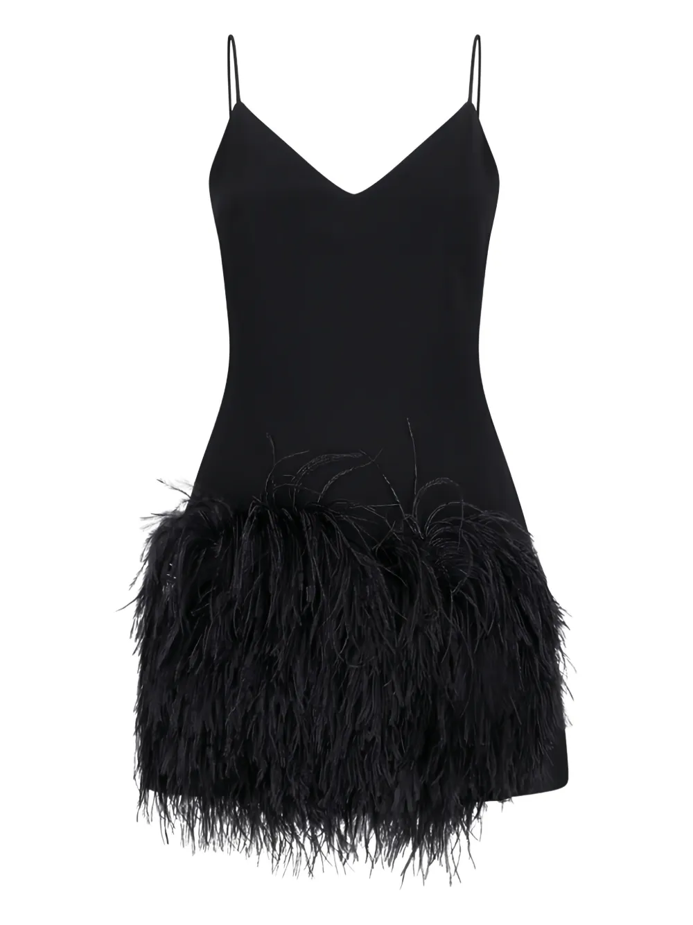 David Koma Cami feather-detail mini dress - Nero