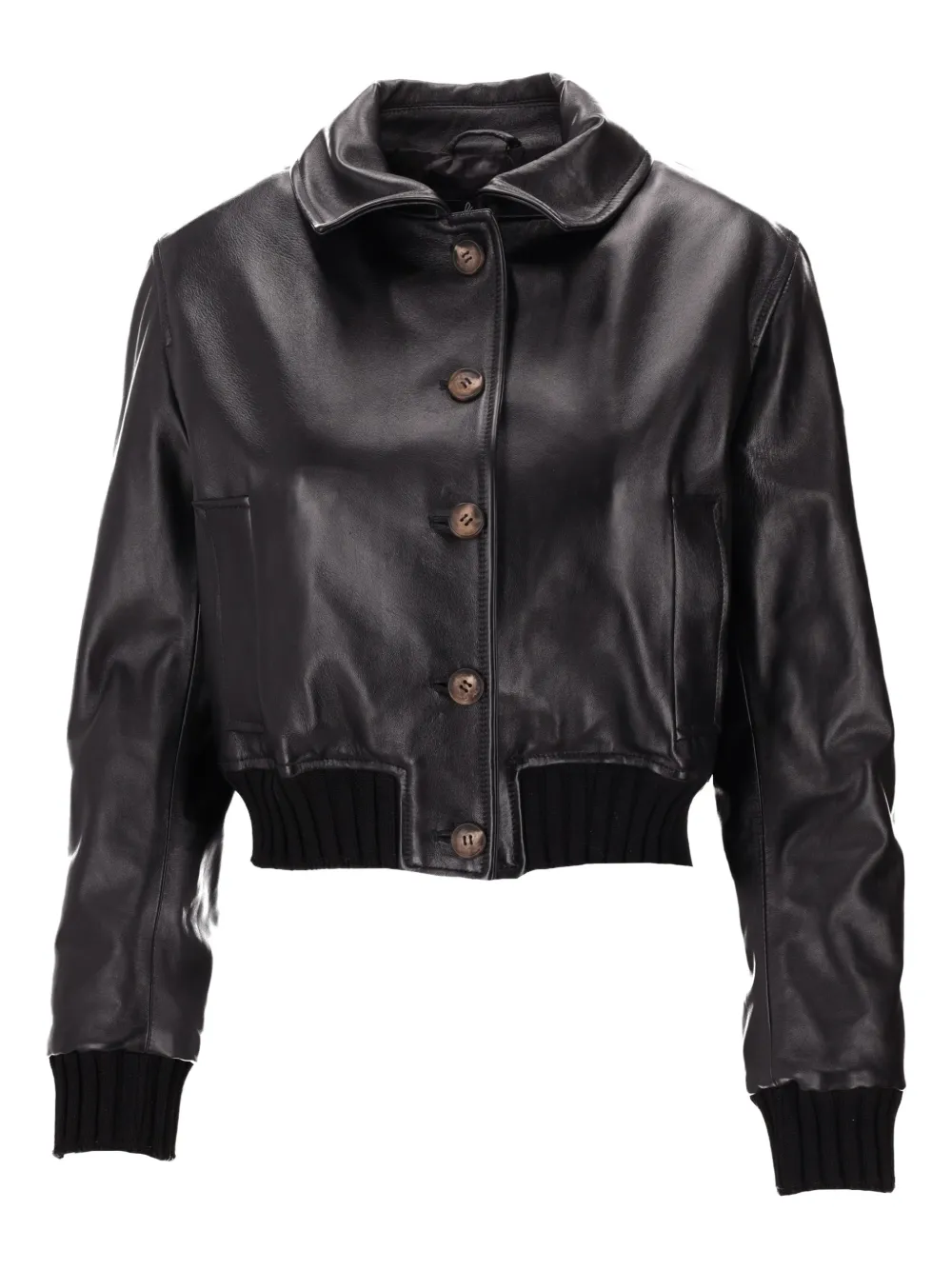 La-Rose buttoned leather jacket - Nero