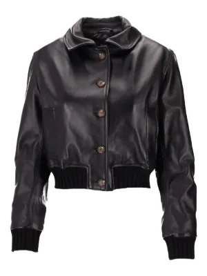 Prada クロップド レザージャケット | ブラック | FARFETCH JP