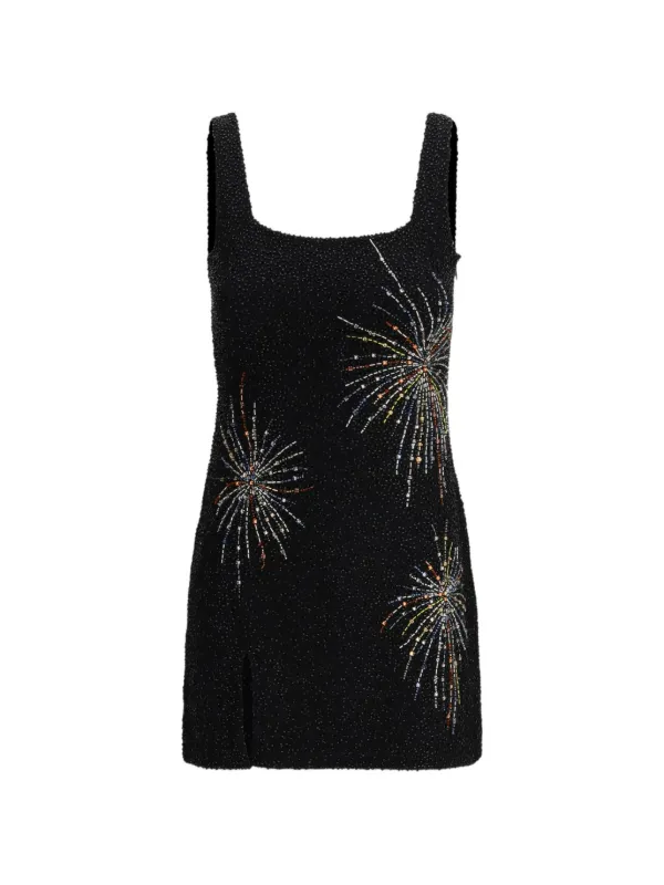 STAUD Split Beaded Mini Dress | Black | FARFETCH BH