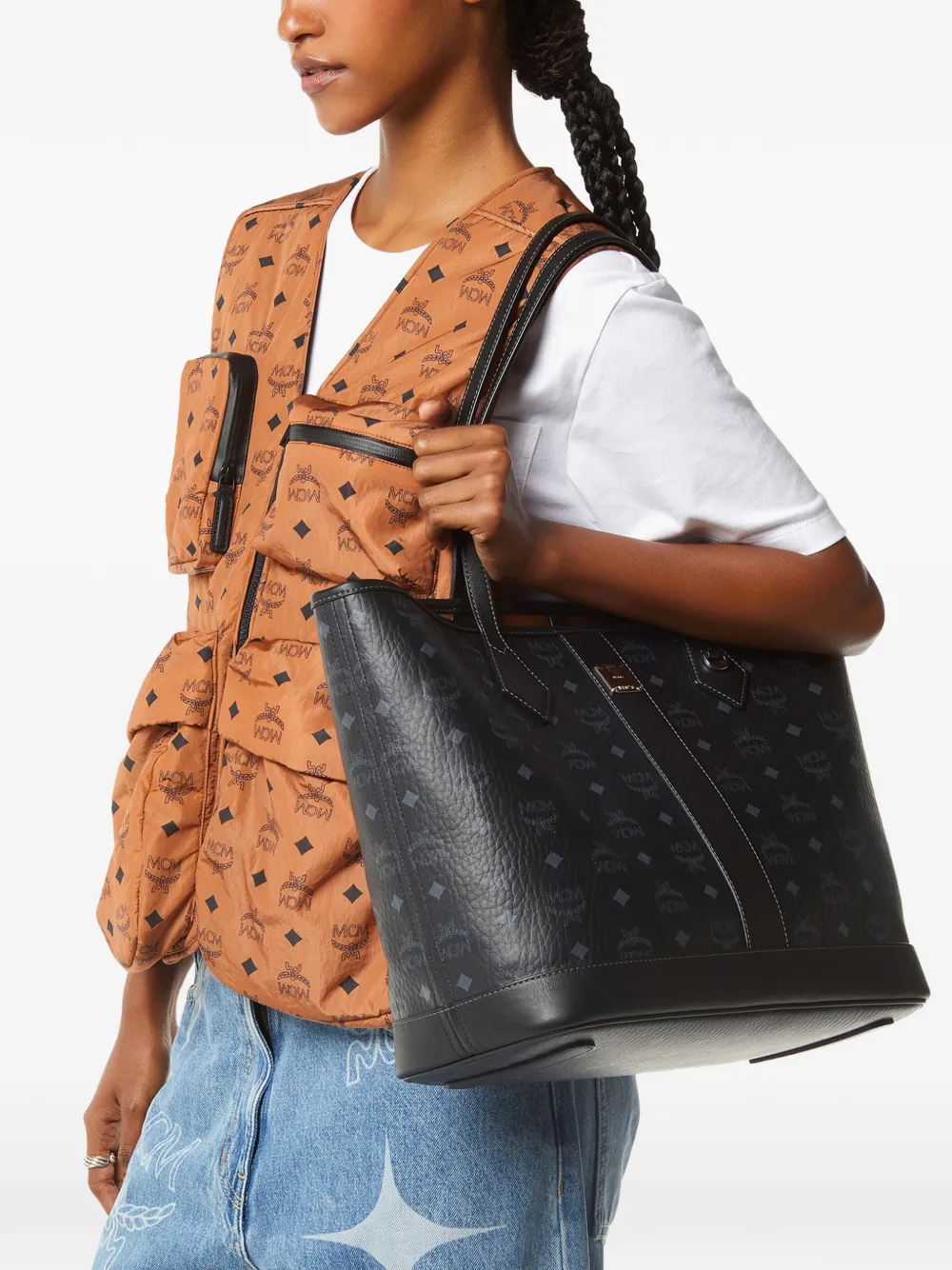 MCM Shopper met logoplakkaat Zwart