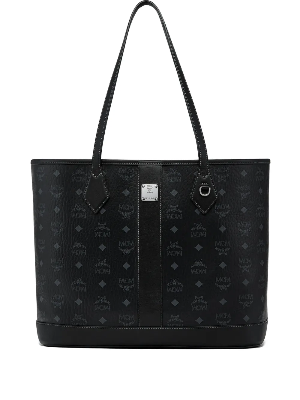 MCM medium logo-plaque tote bag - Nero