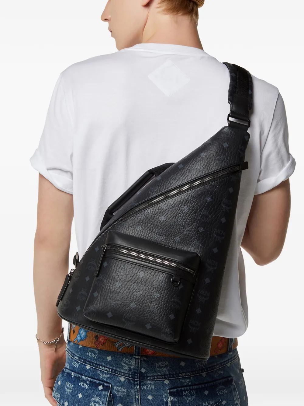  Mcm Adjustable-strap Sling Back - Black 