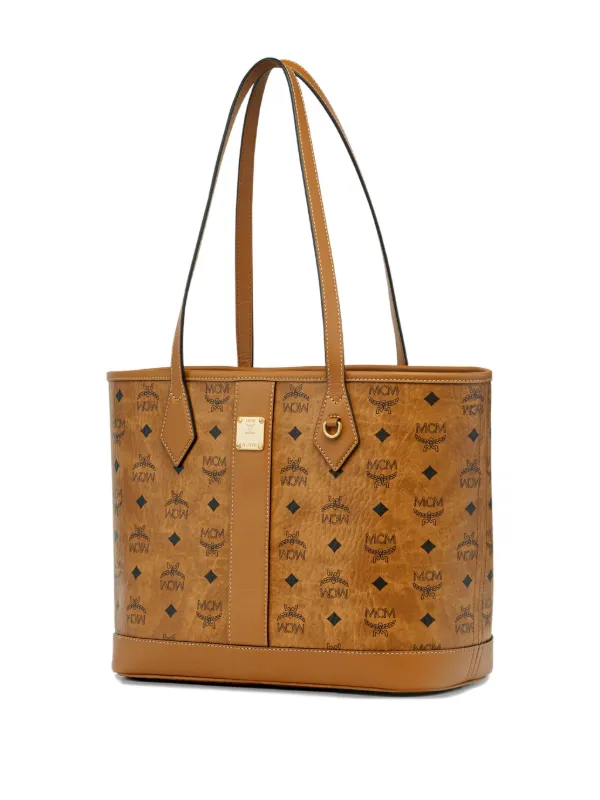 MCM エムシーエム モノグラム レザー トートバッグ ブラウン MCM Small monogram-print Tote Bag | Brown | FARFETCH