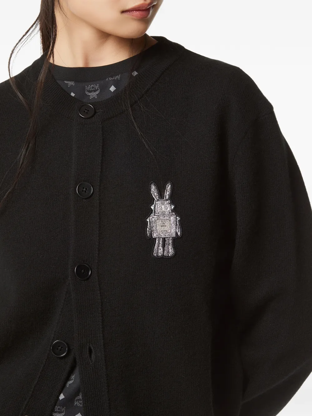 MCM Vest met konijn patch Zwart
