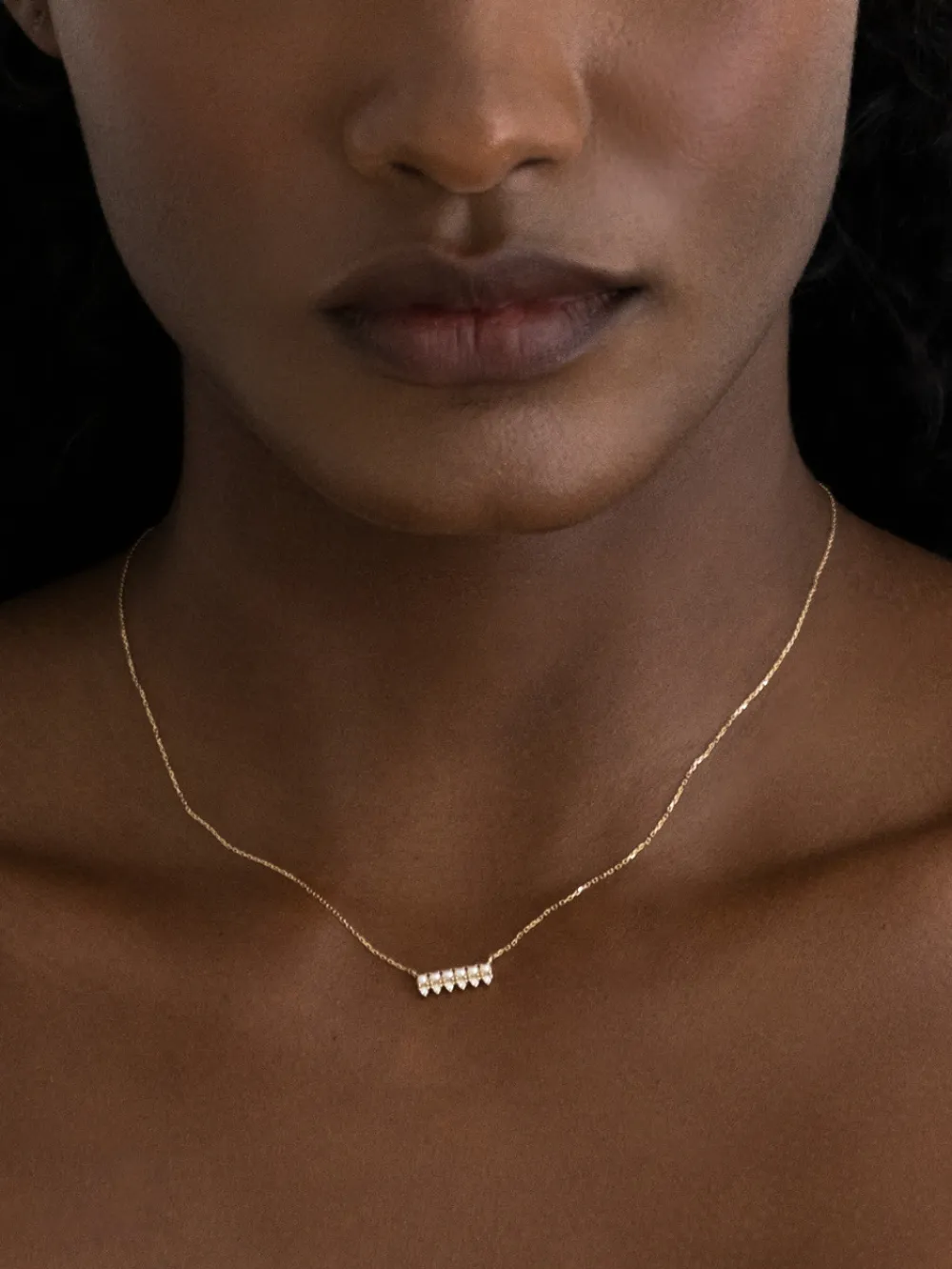 The Little Things Pearl And Diamond Horizontal Bar Necklace