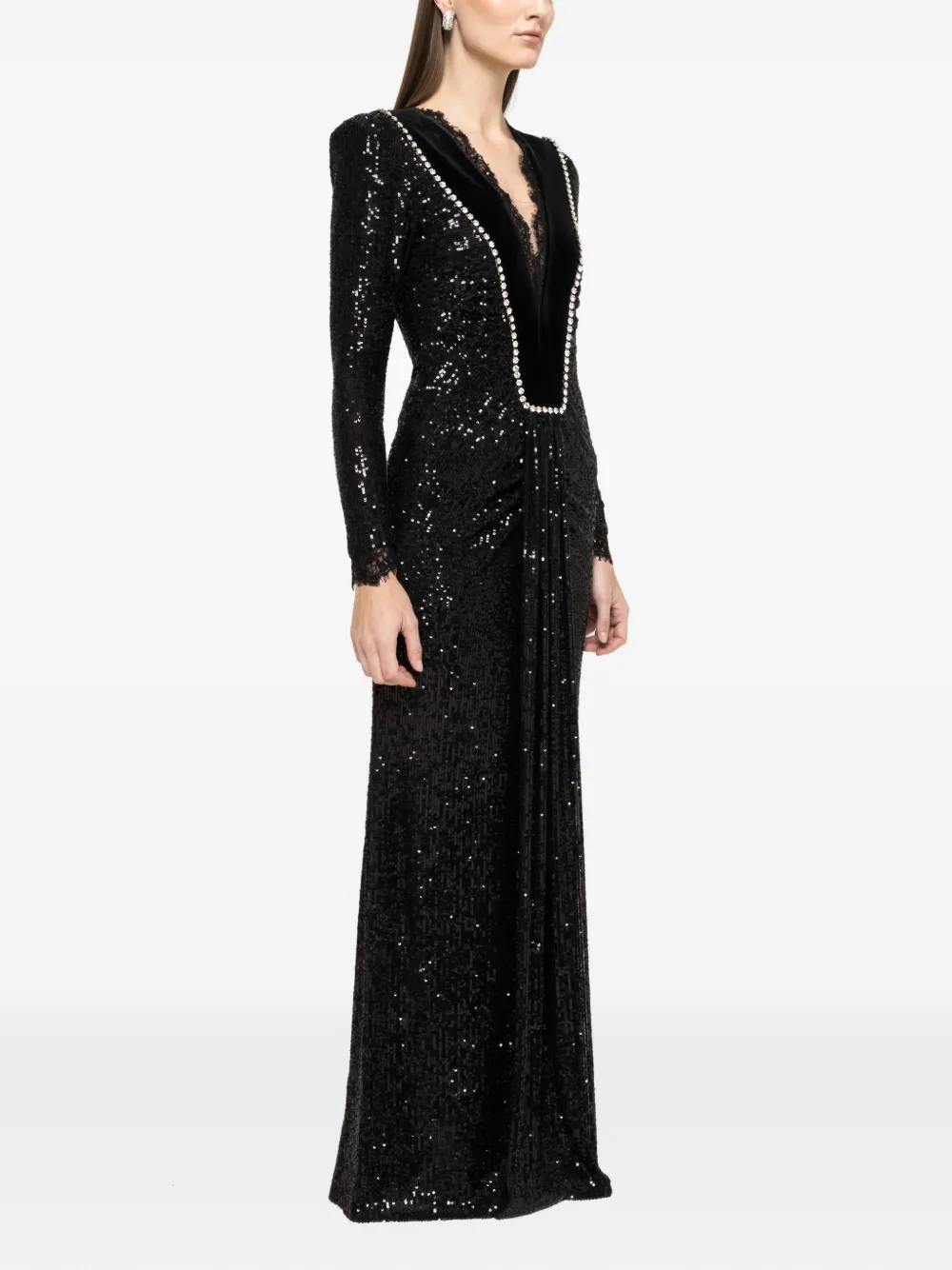 NISSA Maxi-jurk verfraaid met pailletten - Zwart