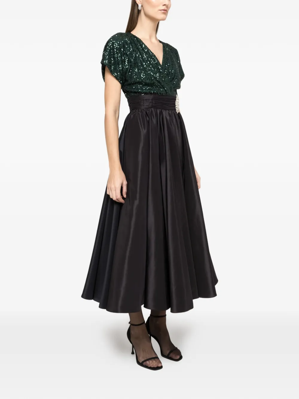 NISSA Midi-jurk met pailletten - Zwart