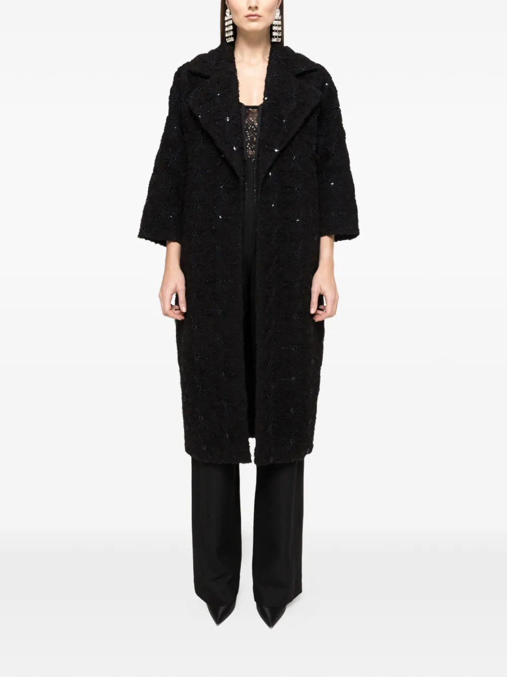 NISSA bead-embellished coat - Black