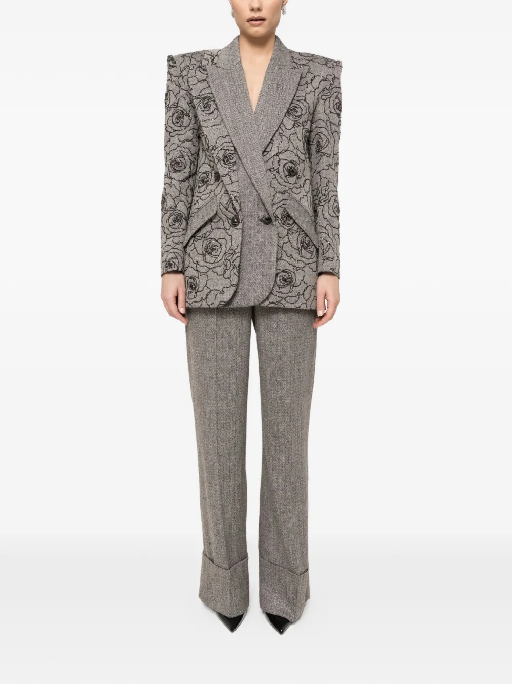  Nissa Sequin-embellished Double-breasted Blazer - Grey 