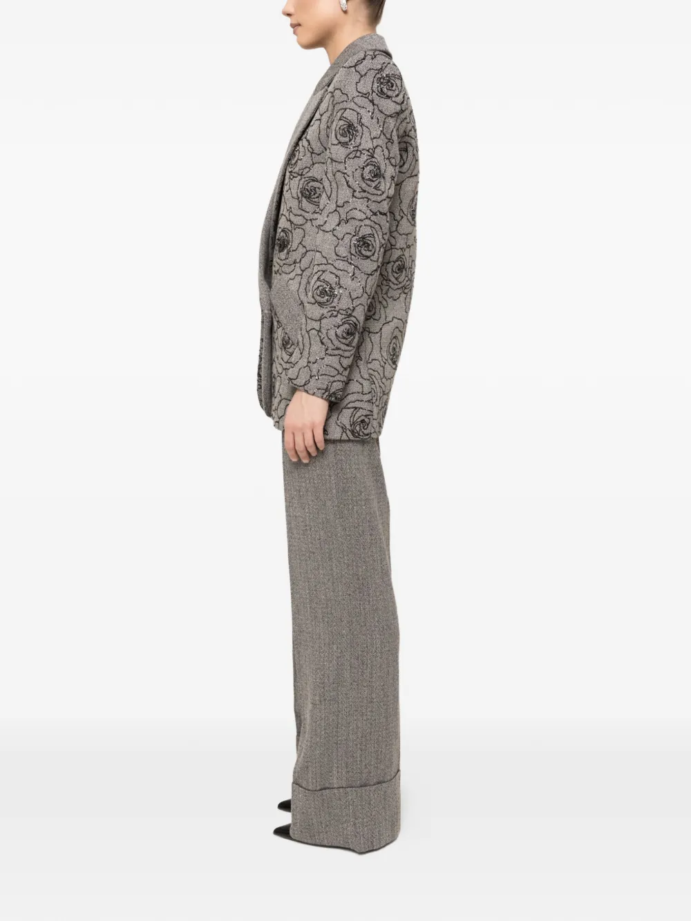  Nissa Sequin-embellished Double-breasted Blazer - Grey 