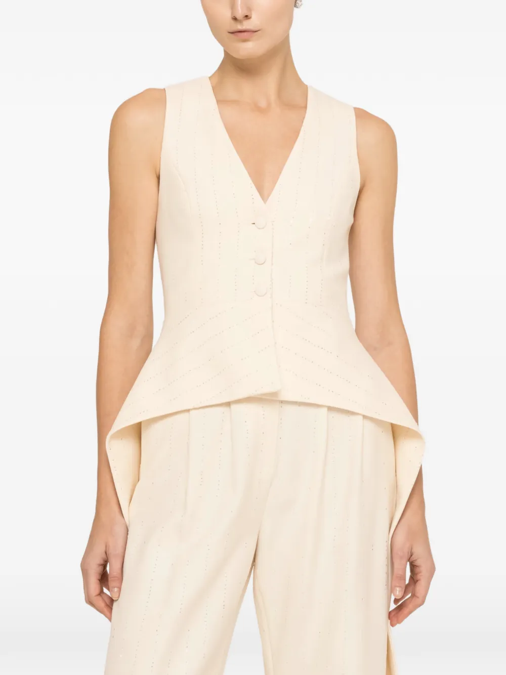 NISSA sequin-detail waistcoat - White