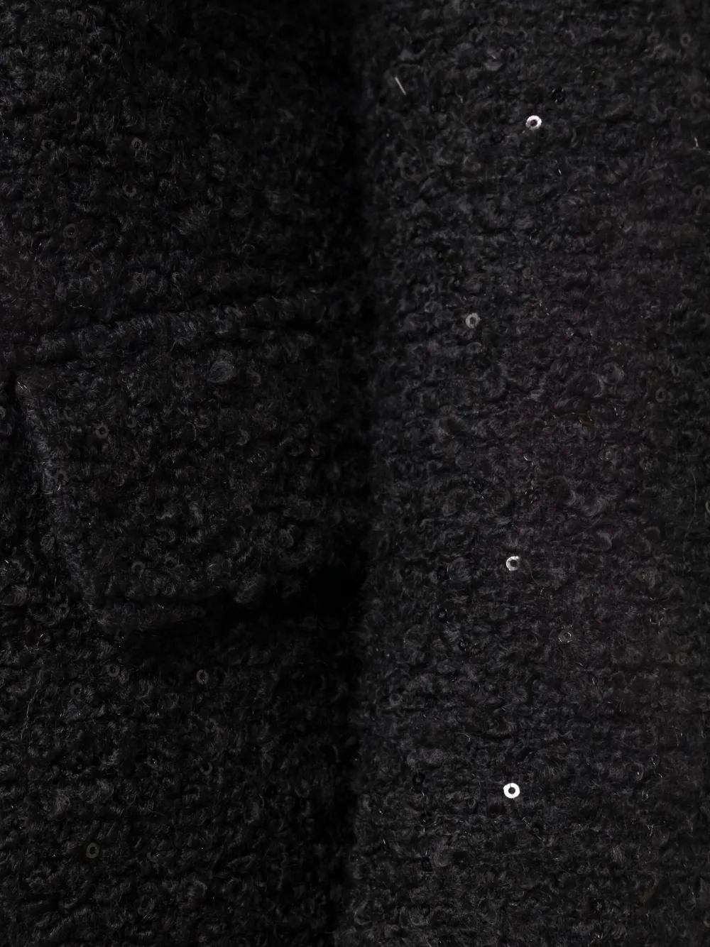 NISSA Bouclé jas met veren en struisvogeldetail Zwart