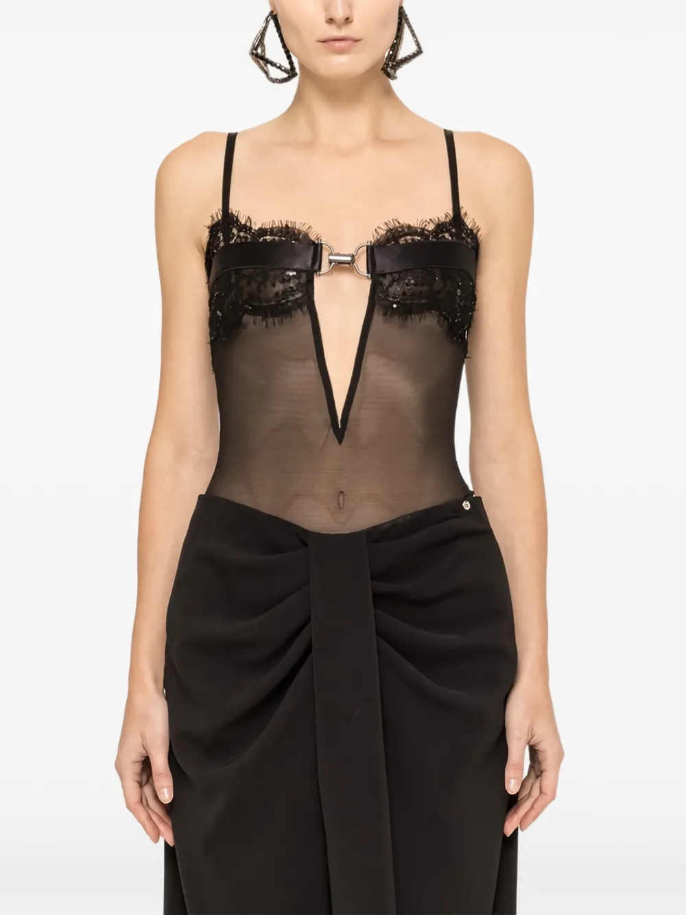 NISSA Body aus Tüll mit Spitzenbesatz - Schwarz