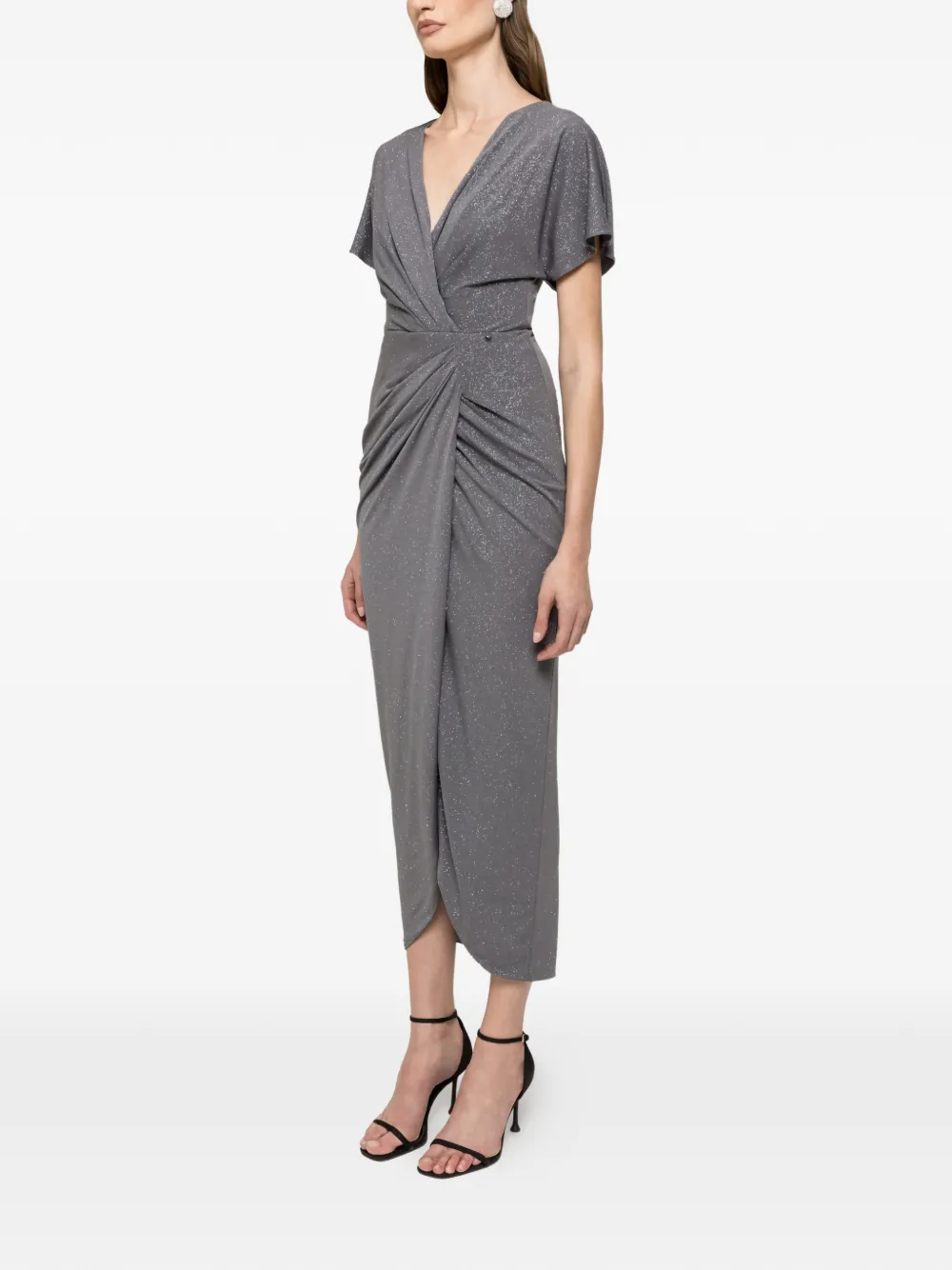 NISSA V-neck maxi dress - Grijs