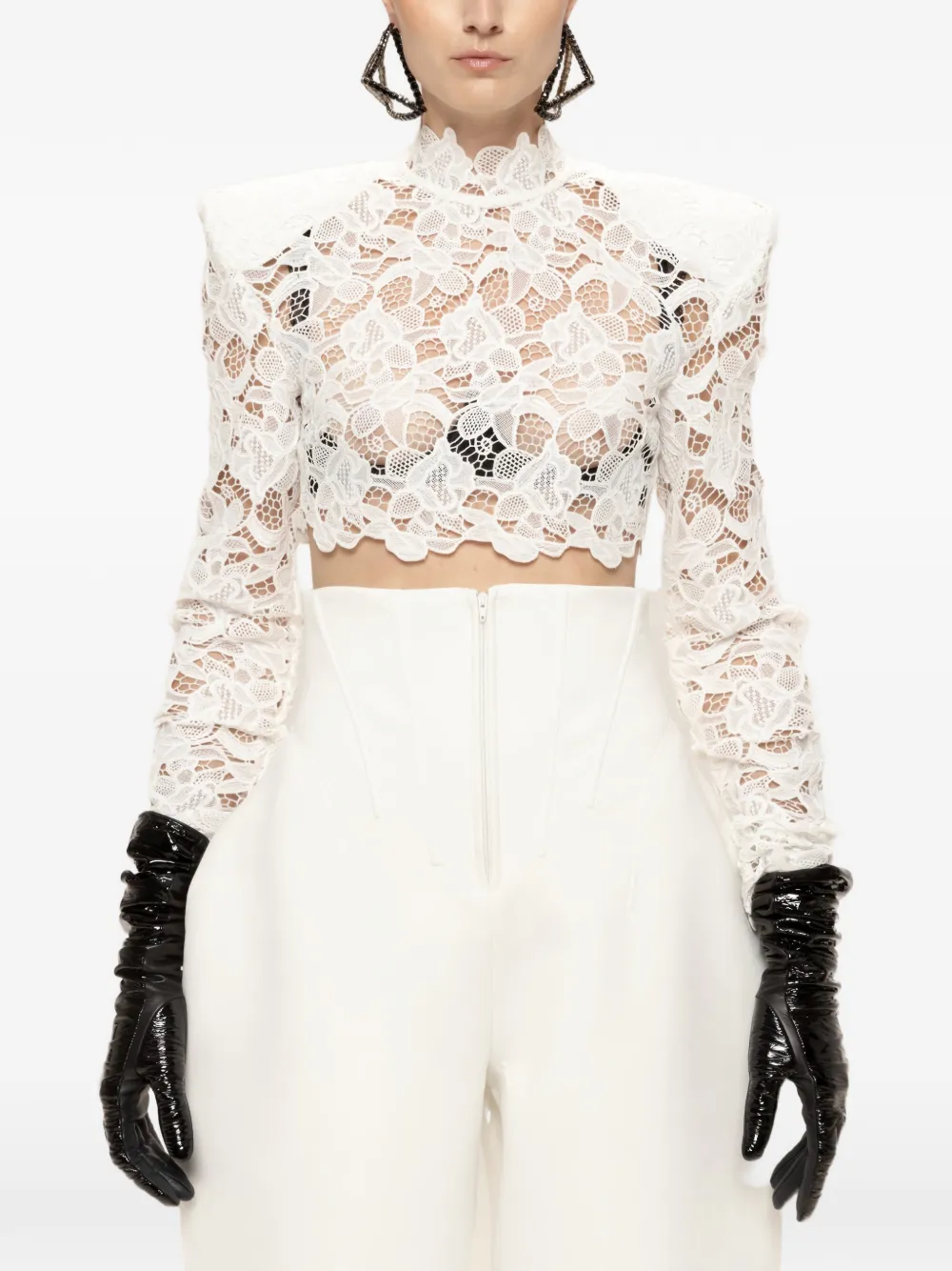 NISSA Top corto con spalline strutturate - Bianco