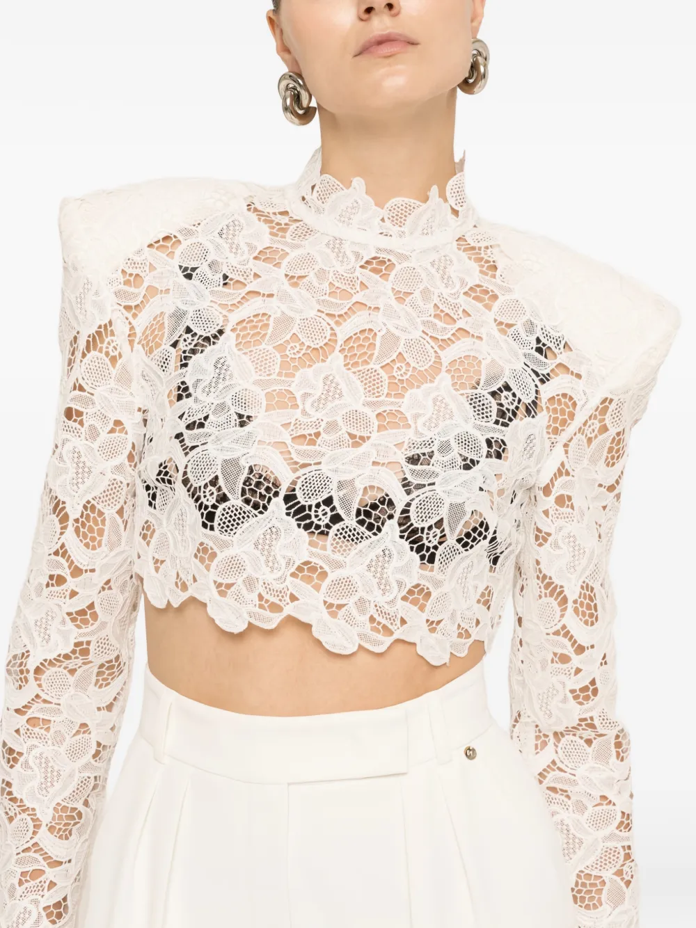 NISSA Cropped top met gestructureerde schouders Wit