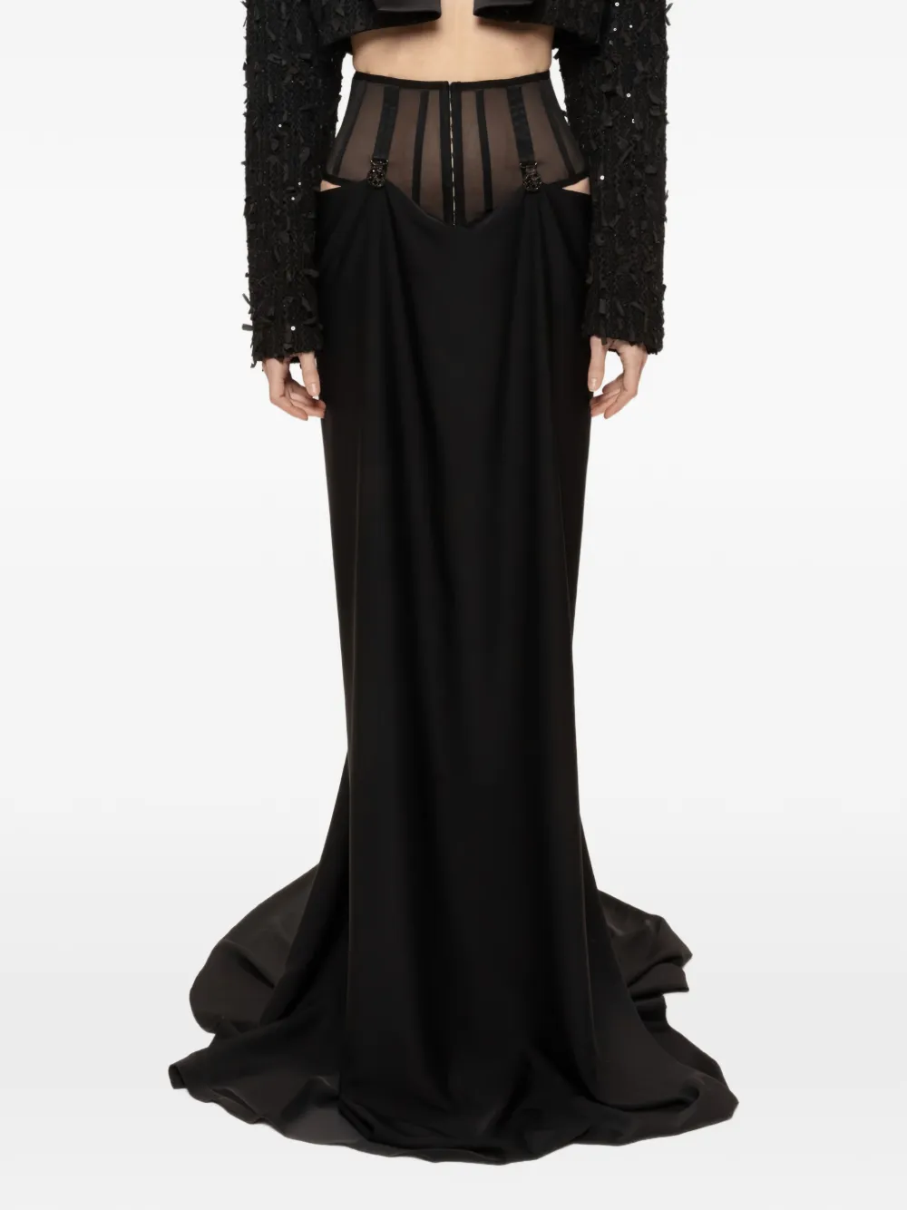 NISSA tulle waist maxi skirt - Schwarz