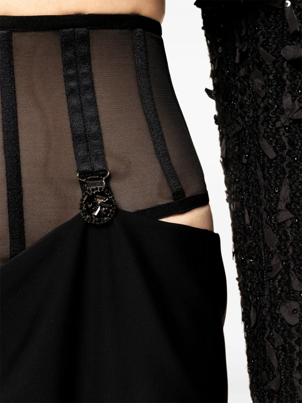  Nissa Tulle Waist Maxi Skirt - Black 