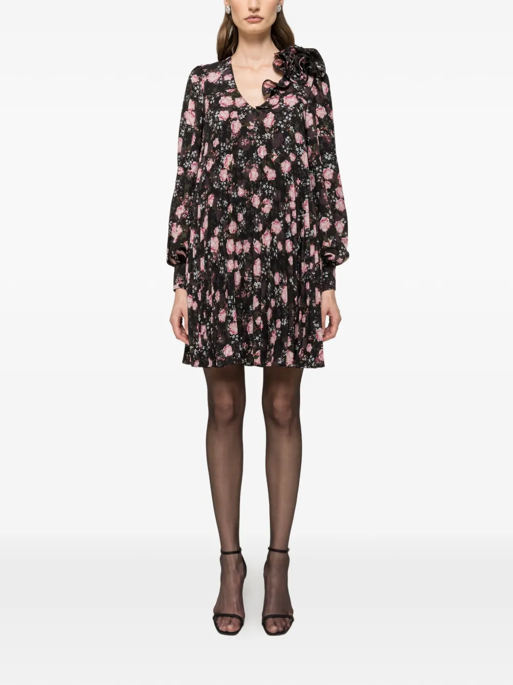 NISSA Mini-jurk met bloemenprint - Zwart