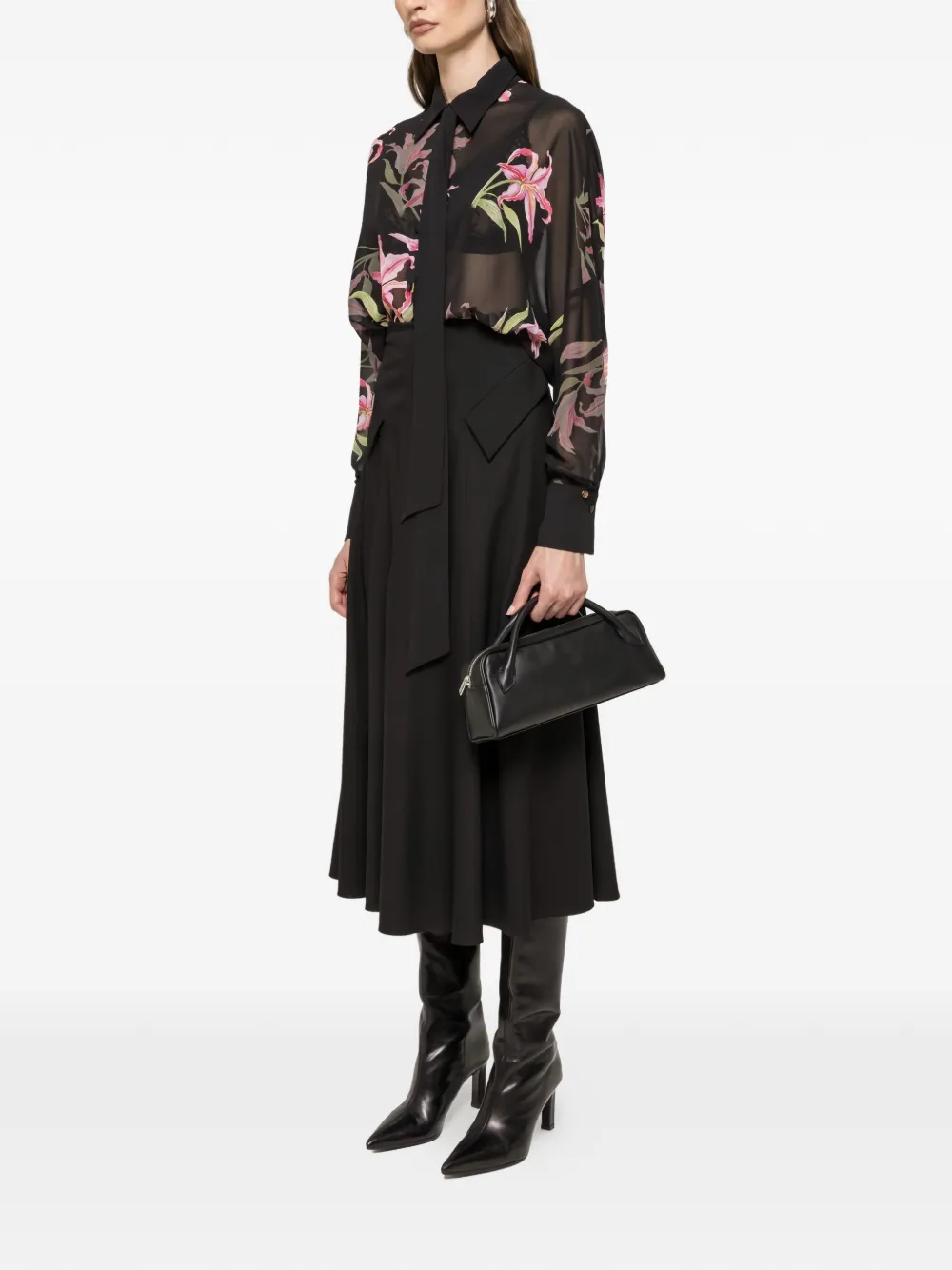 NISSA High waist midi-rok Zwart