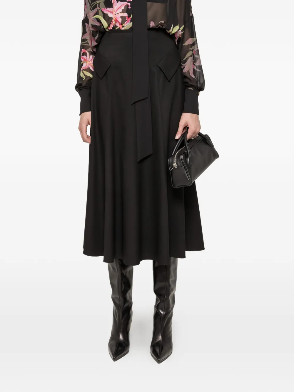 NISSA Gonna midi a vita alta - Nero