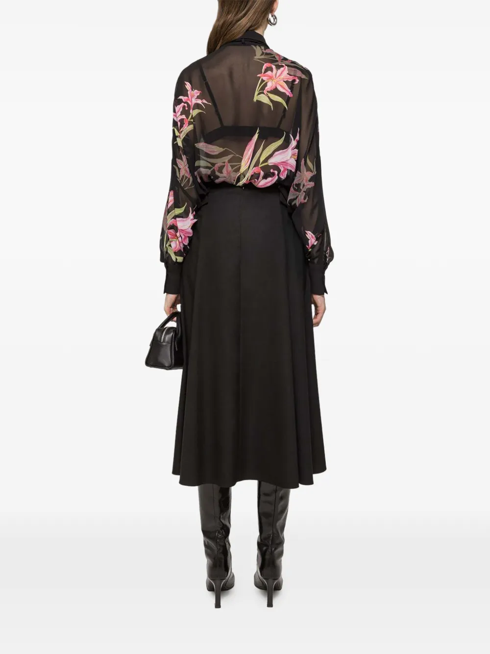 NISSA High waist midi-rok Zwart