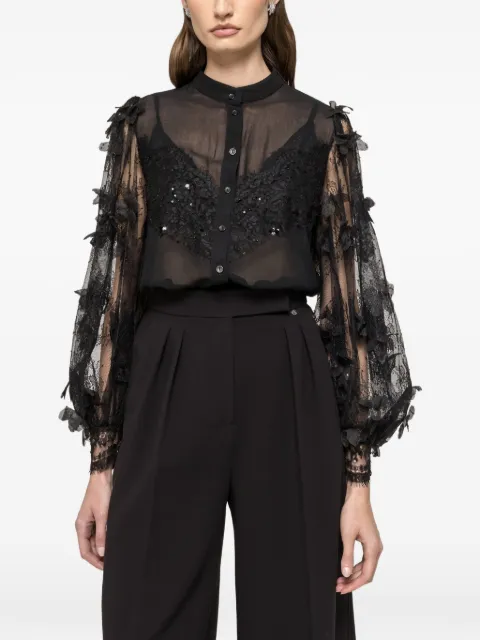 NISSA Camisa com renda floral