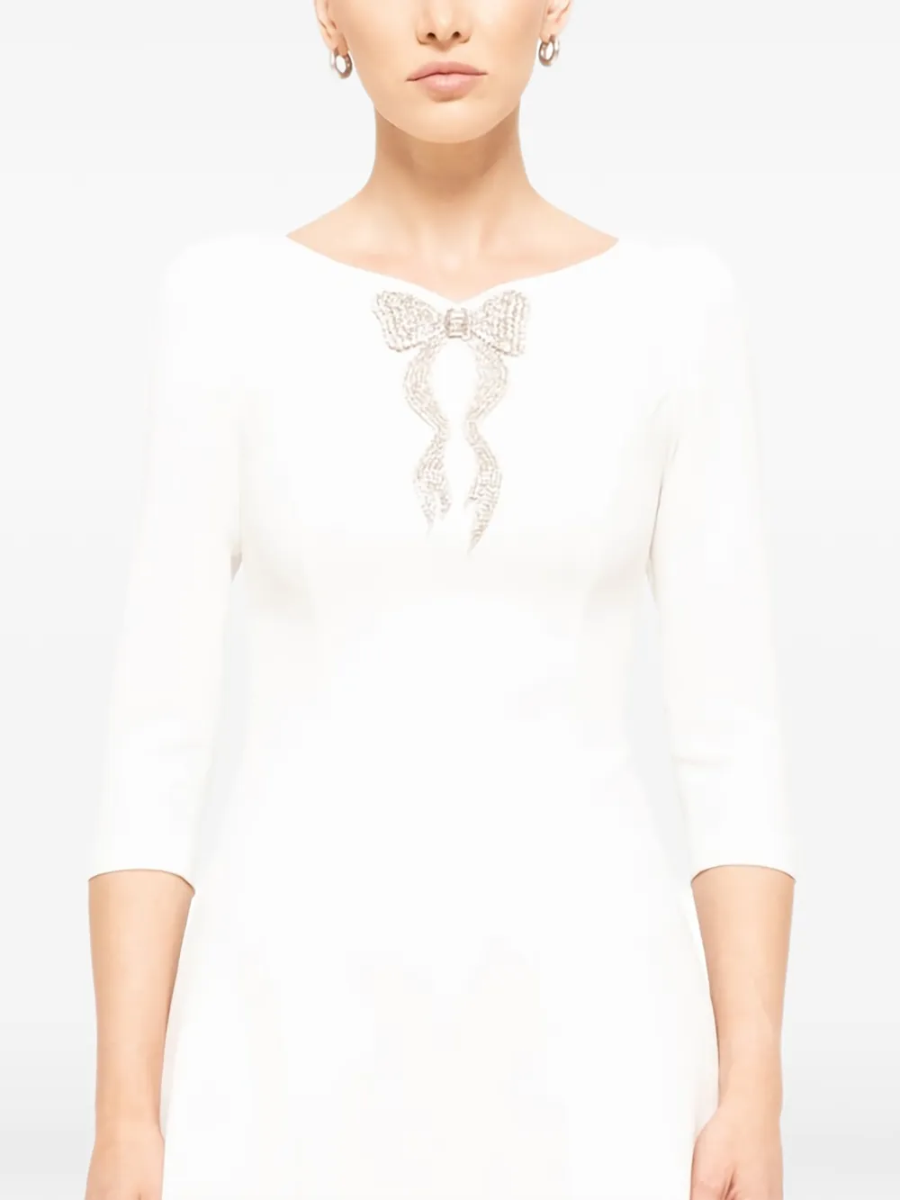  Nissa Crystal-embellished Flared Midi Dress - White 