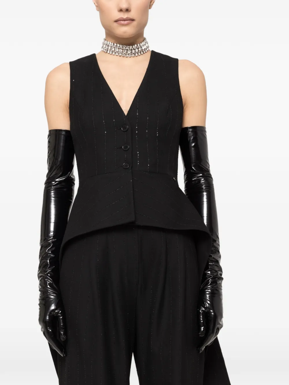 NISSA sequin-detail waistcoat - Black