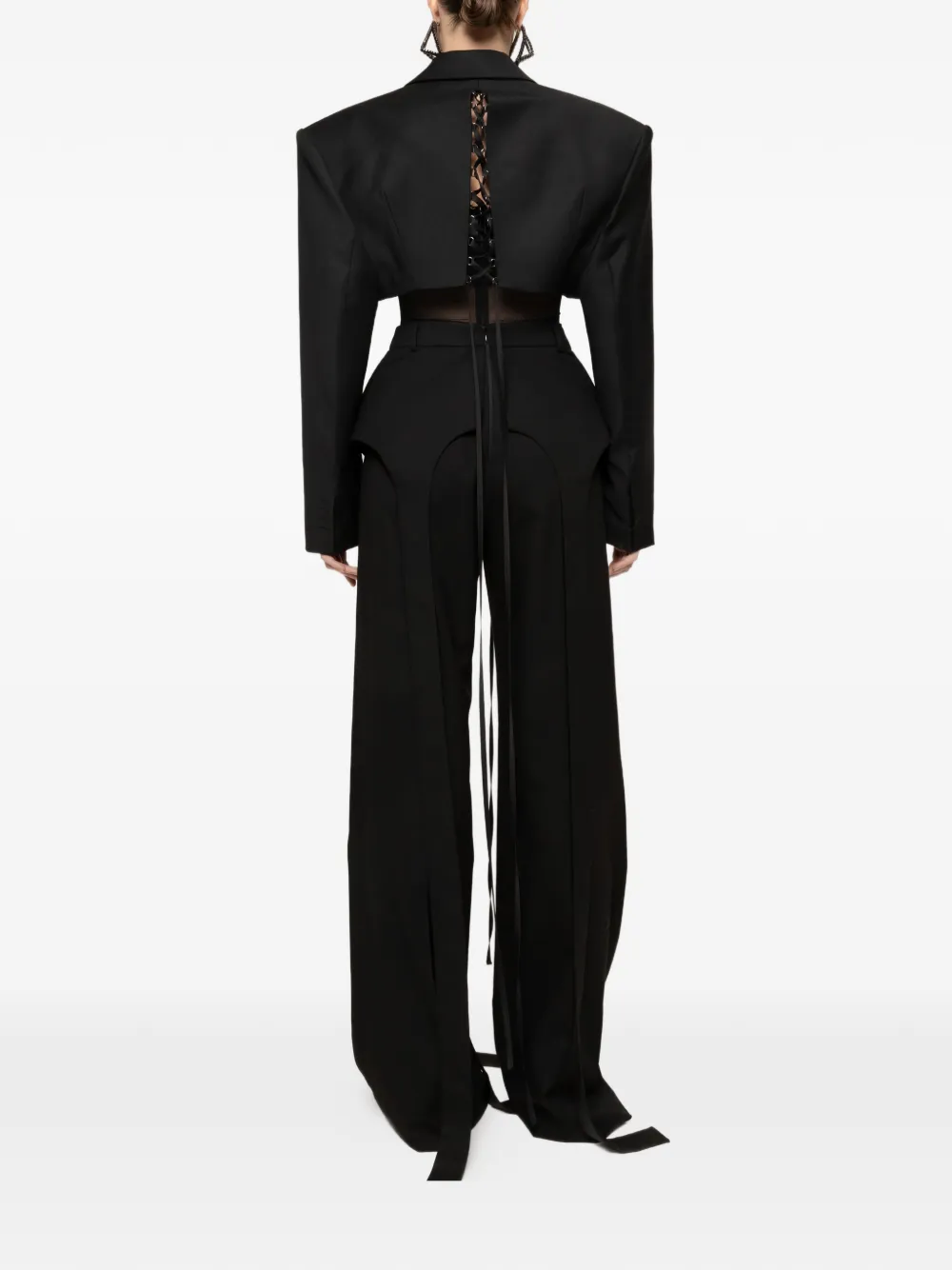 NISSA Broek met oversized heupen en veters - Zwart