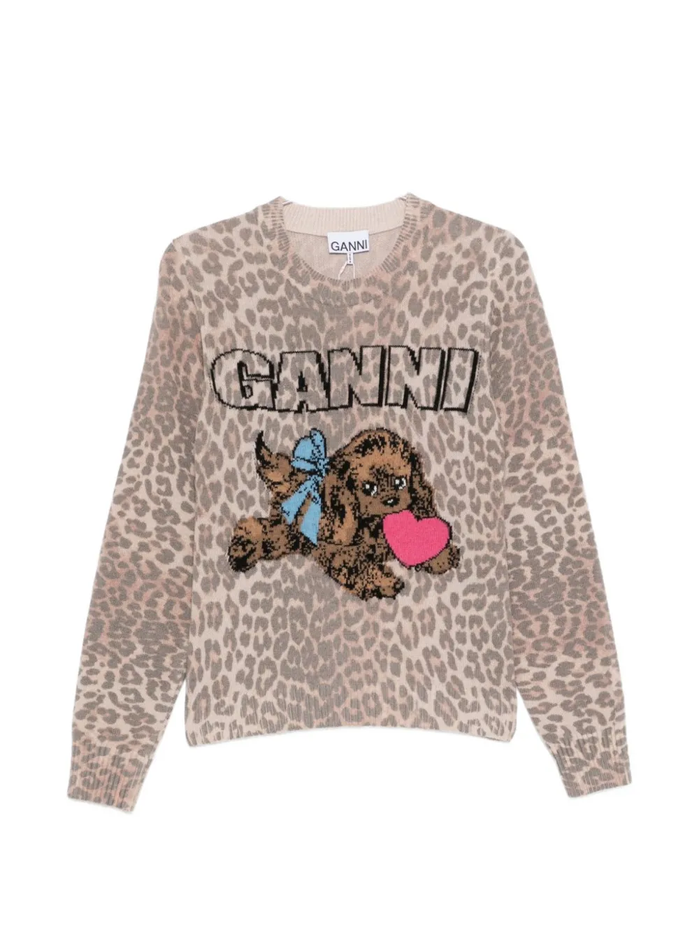 GANNI leopard appliqué sweater - Toni neutri